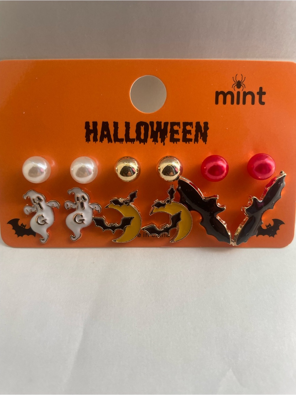Mint Halloween Earring Set - Red, Gold, White, Ghosts and Bats
